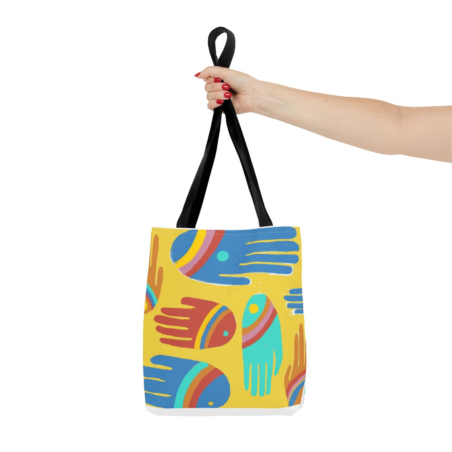 Rainbow Hands Tote Bag, Yellow | 3 Sizes | 5 Handle options