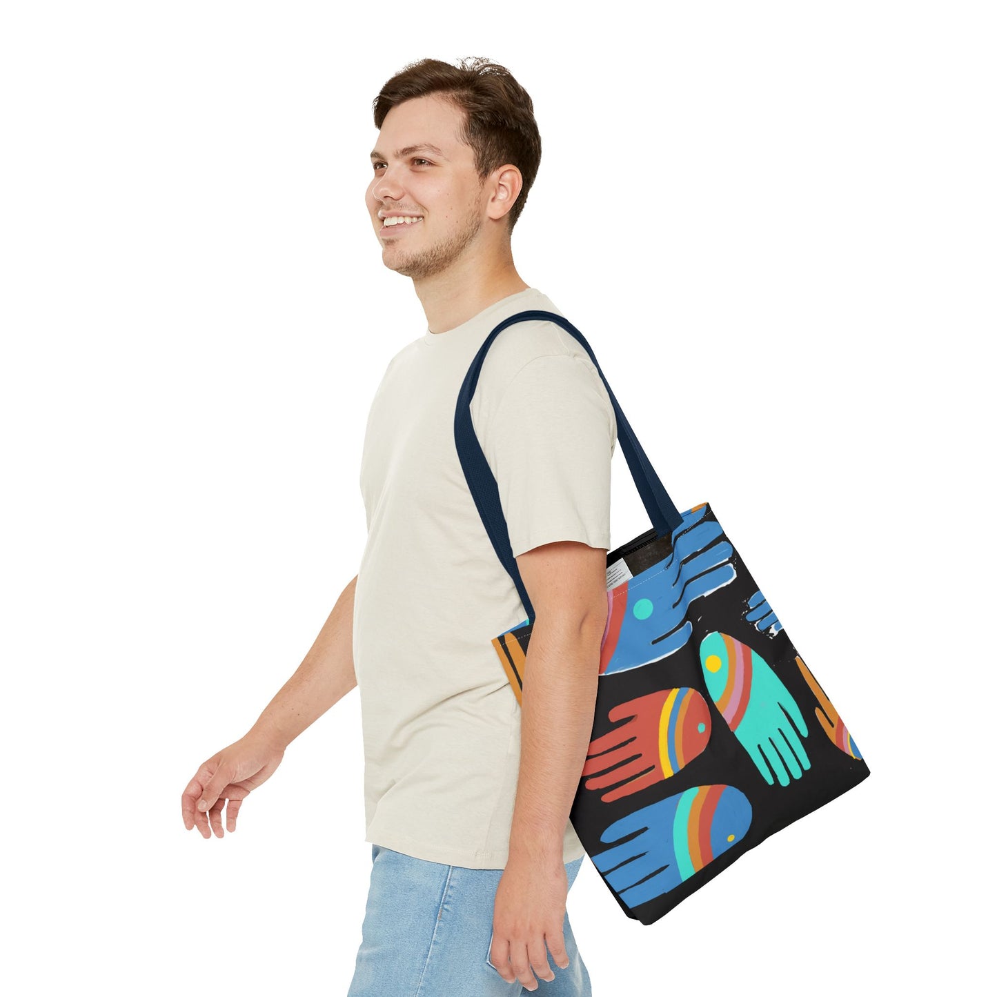 Rainbow Hands Tote Bag, Black | 3 Sizes | 5 Handle options