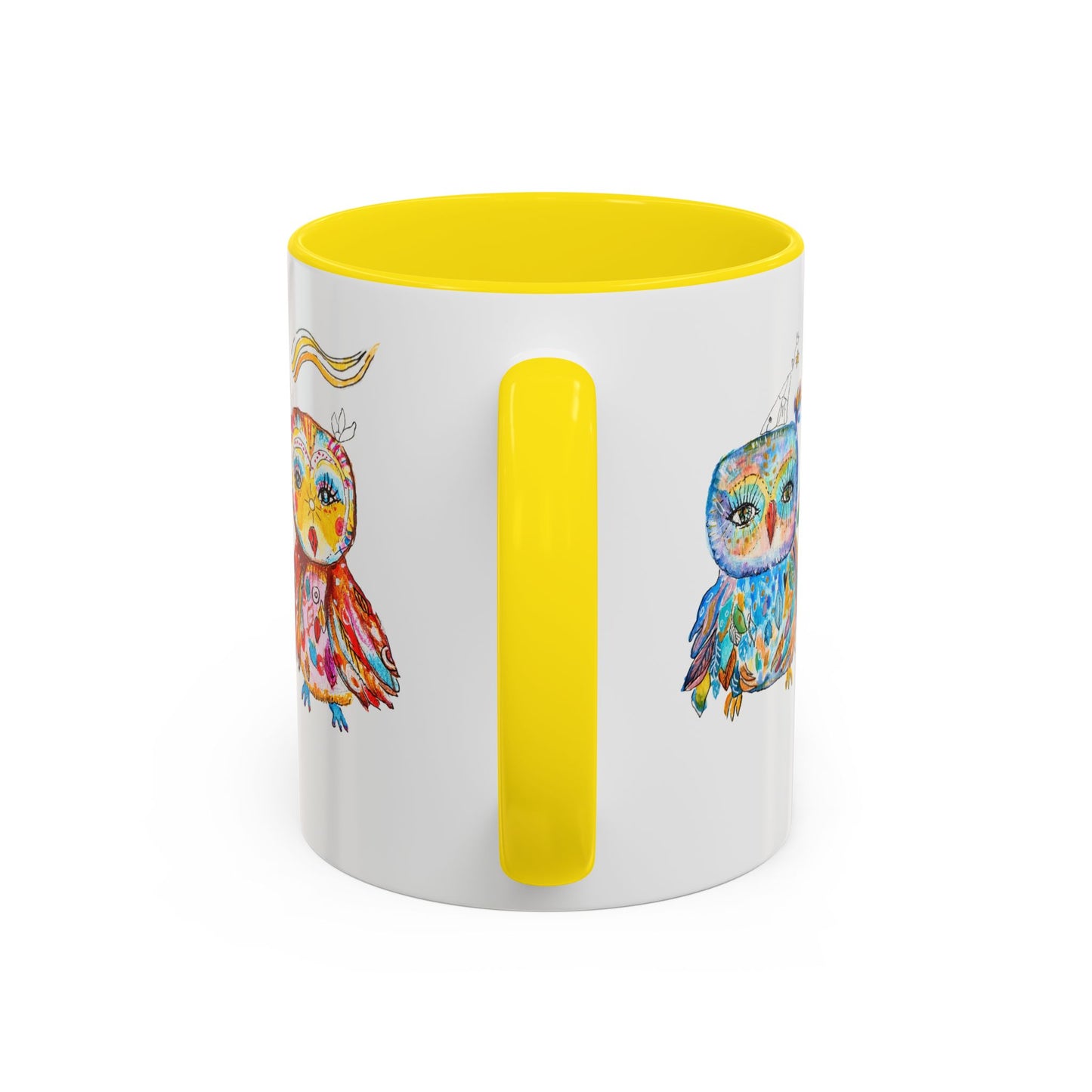 Colorful Owls Two-Tone Ceramic Mug -The Parliament
