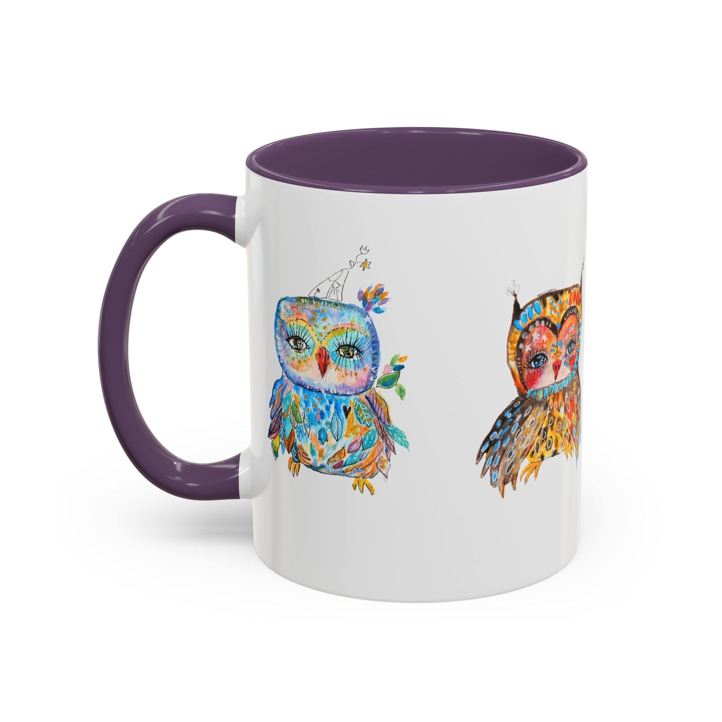 Colorful Owls Two-Tone Ceramic Mug -The Parliament