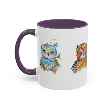 Colorful Owls Two-Tone Ceramic Mug -The Parliament