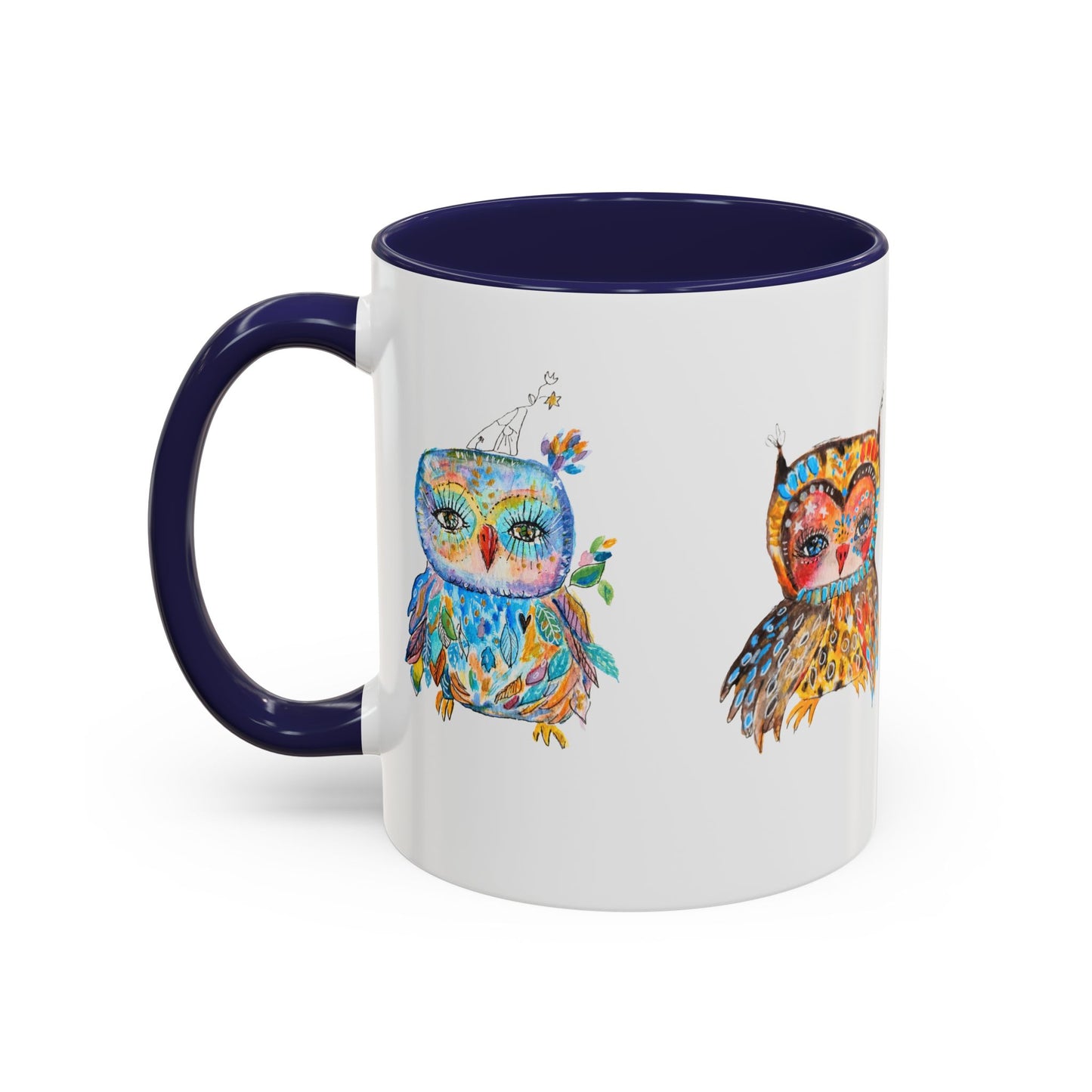 Colorful Owls Two-Tone Ceramic Mug -The Parliament