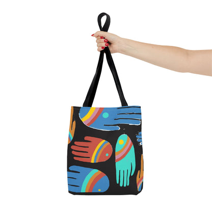 Rainbow Hands Tote Bag, Black | 3 Sizes | 5 Handle options