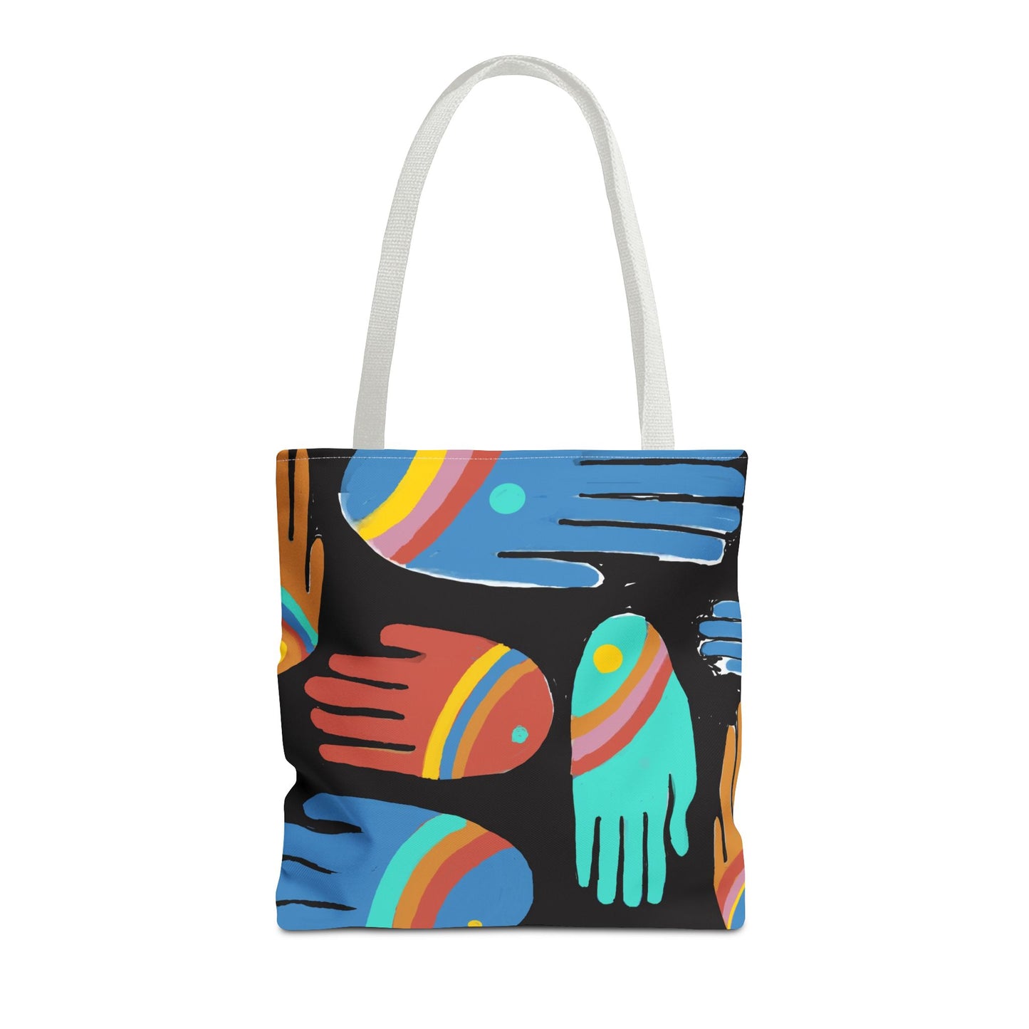 Rainbow Hands Tote Bag, Black | 3 Sizes | 5 Handle options