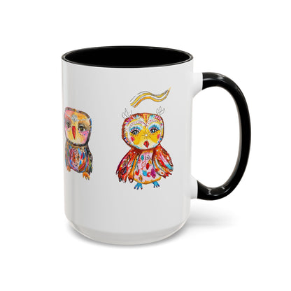 Colorful Owls Two-Tone Ceramic Mug -The Parliament