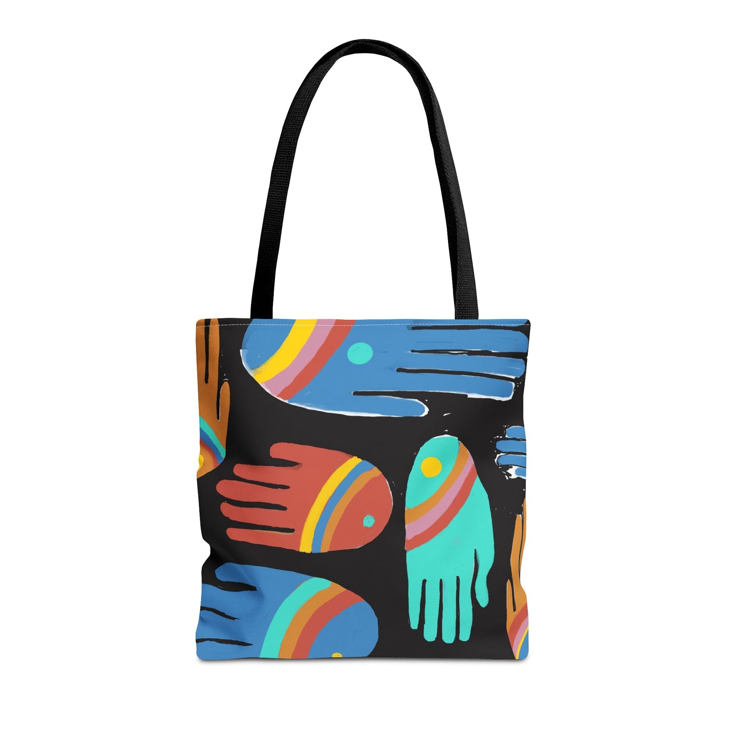 Rainbow Hands Tote Bag, Black | 3 Sizes | 5 Handle options