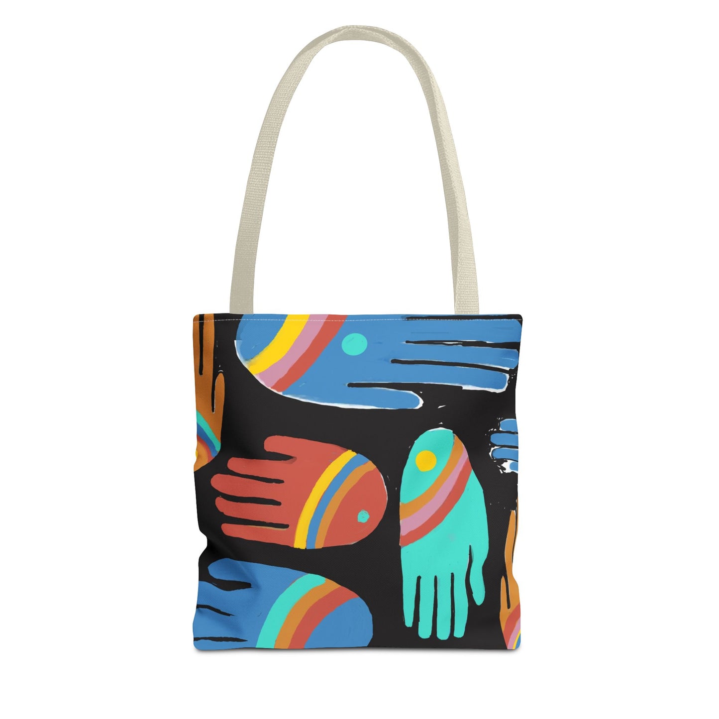 Rainbow Hands Tote Bag, Black | 3 Sizes | 5 Handle options