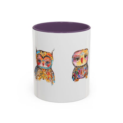 Colorful Owls Two-Tone Ceramic Mug -The Parliament