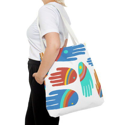 Rainbow Hands Tote Bag, White | 3 Sizes | 5 Handle options