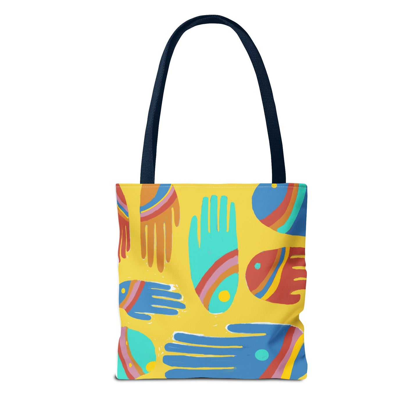 Rainbow Hands Tote Bag, Yellow | 3 Sizes | 5 Handle options