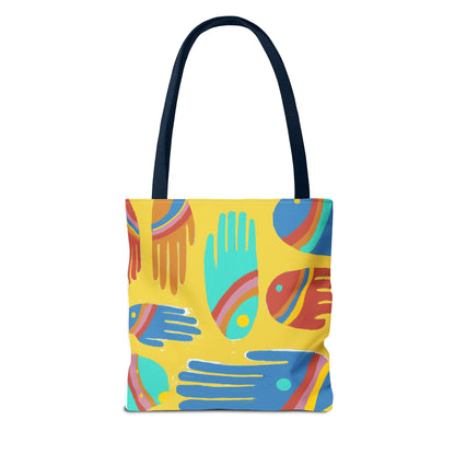 Rainbow Hands Tote Bag, Yellow | 3 Sizes | 5 Handle options