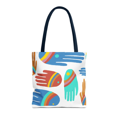 Rainbow Hands Tote Bag, White | 3 Sizes | 5 Handle options