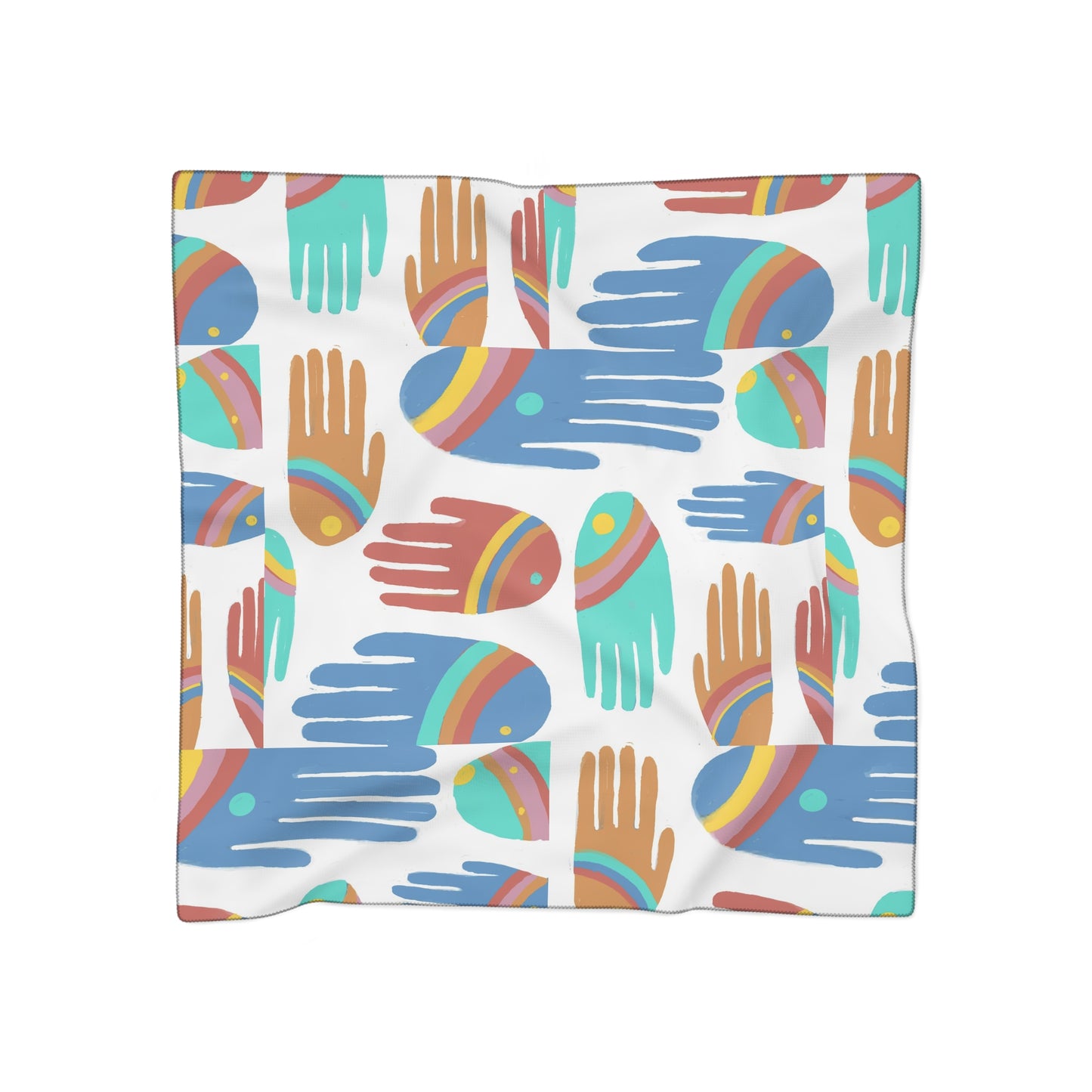Rainbow Hands Scarf | Colorful Handprints White