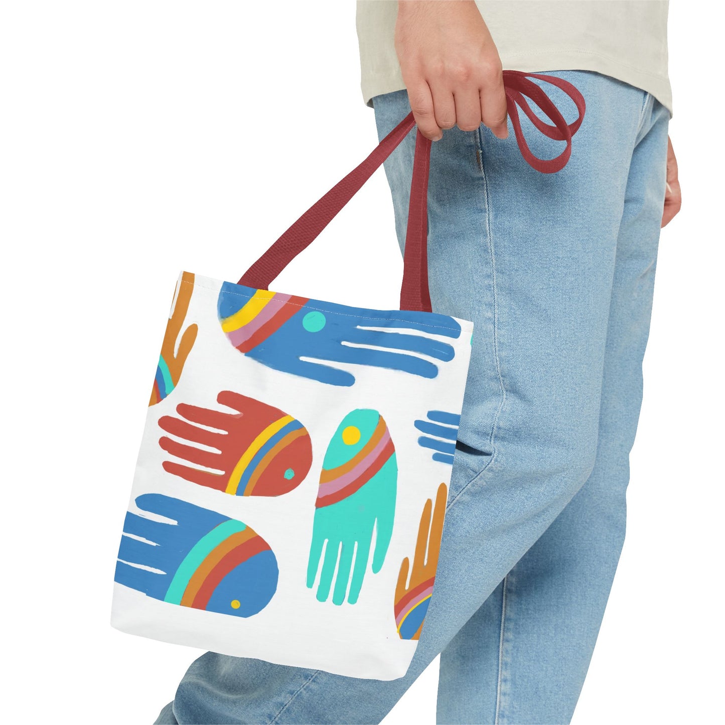 Rainbow Hands Tote Bag, White | 3 Sizes | 5 Handle options