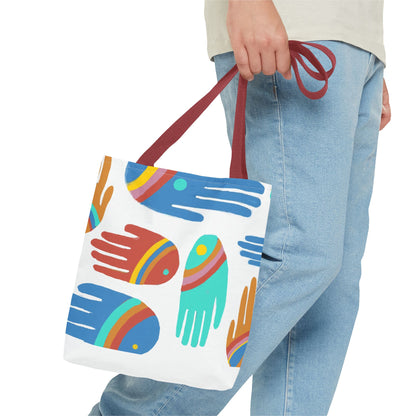 Rainbow Hands Tote Bag, White | 3 Sizes | 5 Handle options