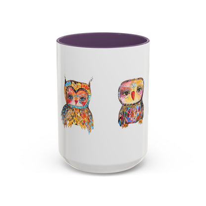Colorful Owls Two-Tone Ceramic Mug -The Parliament