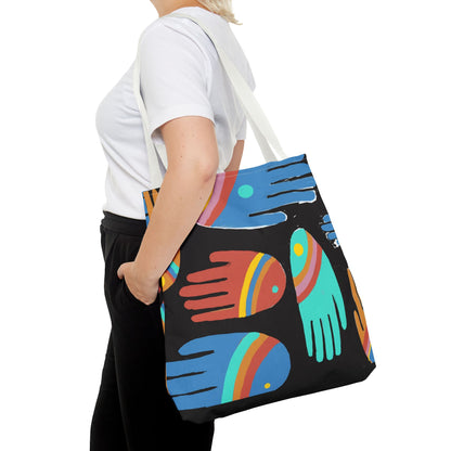 Rainbow Hands Tote Bag, Black | 3 Sizes | 5 Handle options