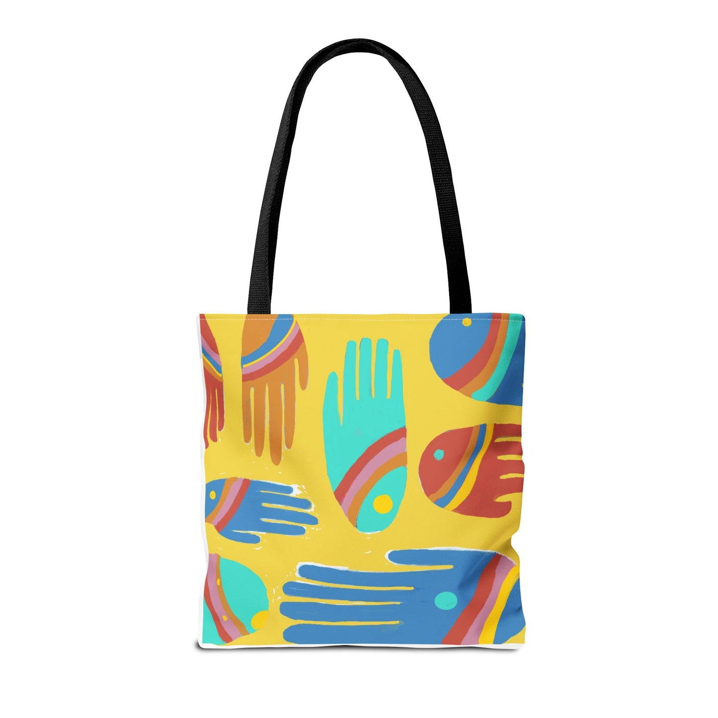 Rainbow Hands Tote Bag, Yellow | 3 Sizes | 5 Handle options