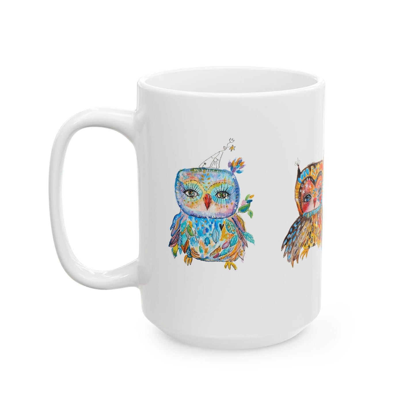 Colorful Owl White Ceramic Mug - The Parliament