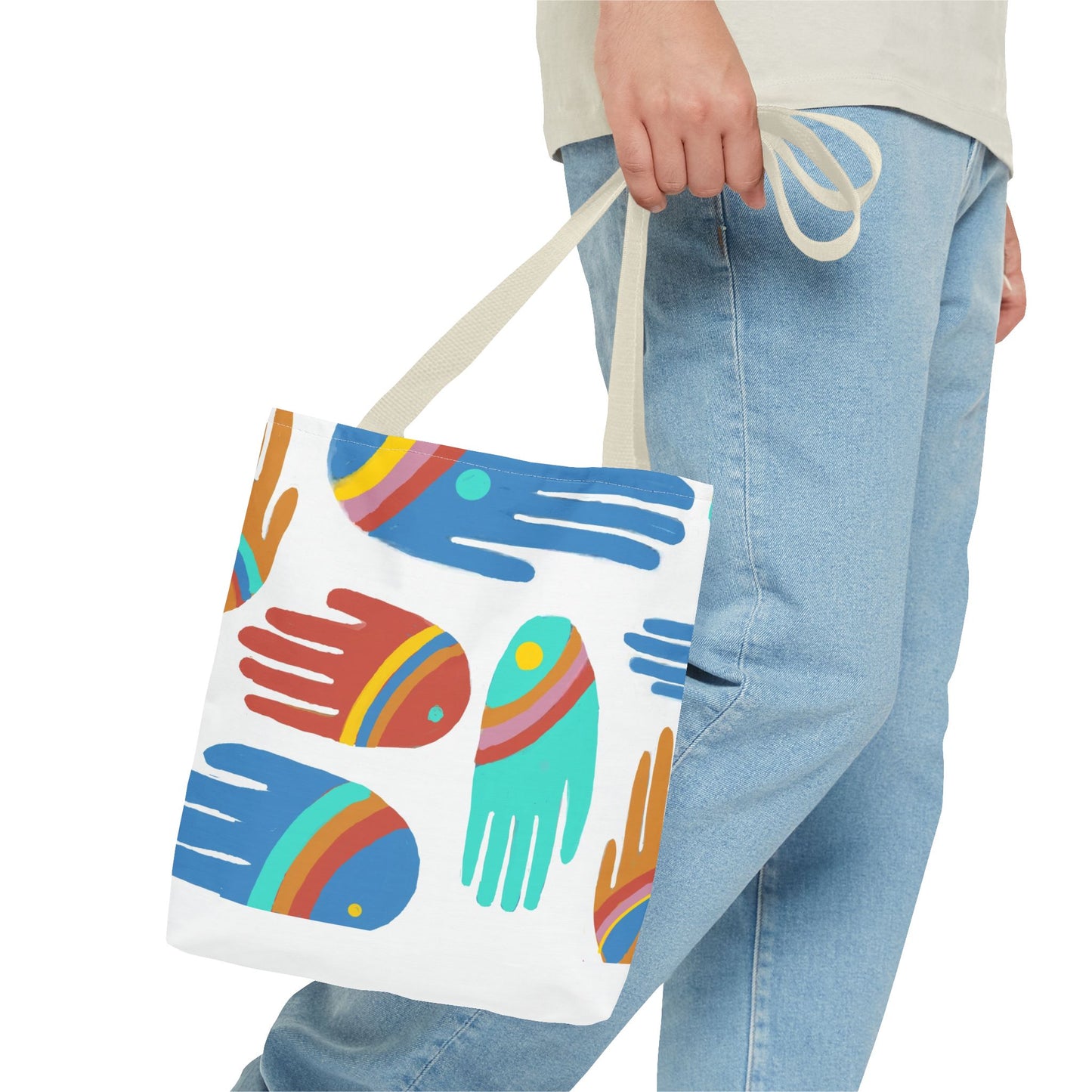 Rainbow Hands Tote Bag, White | 3 Sizes | 5 Handle options