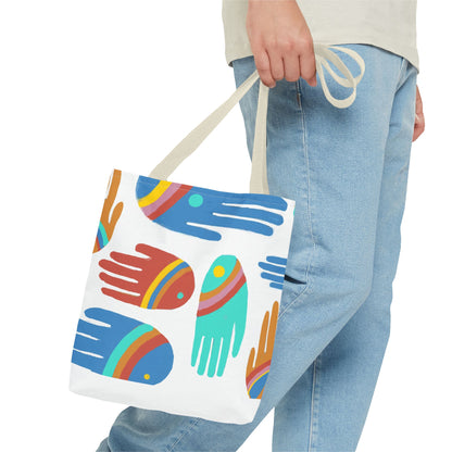 Rainbow Hands Tote Bag, White | 3 Sizes | 5 Handle options
