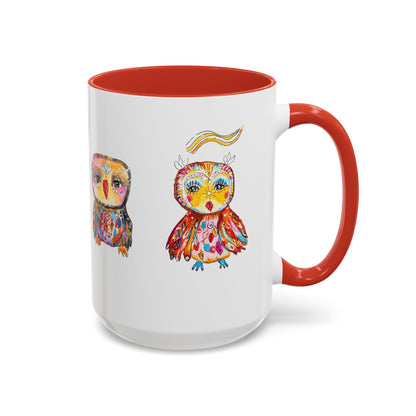 Colorful Owls Two-Tone Ceramic Mug -The Parliament