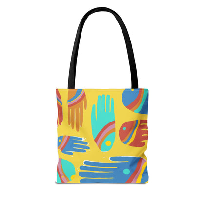 Rainbow Hands Tote Bag, Yellow | 3 Sizes | 5 Handle options