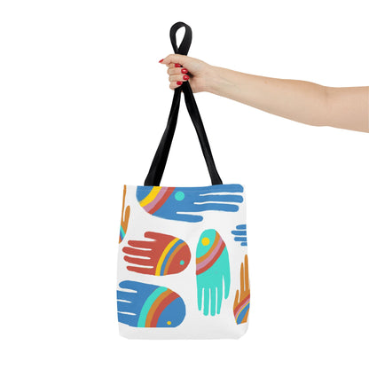 Rainbow Hands Tote Bag, White | 3 Sizes | 5 Handle options