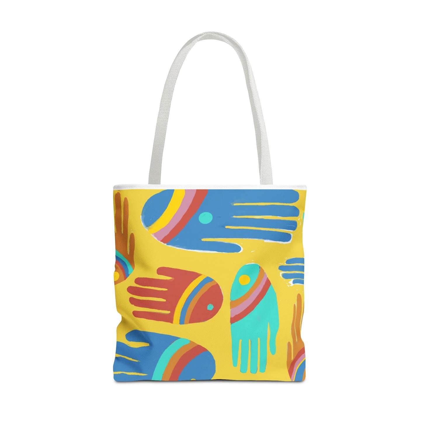 Rainbow Hands Tote Bag, Yellow | 3 Sizes | 5 Handle options