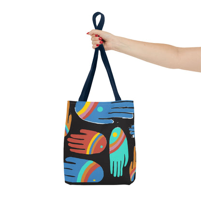 Rainbow Hands Tote Bag, Black | 3 Sizes | 5 Handle options