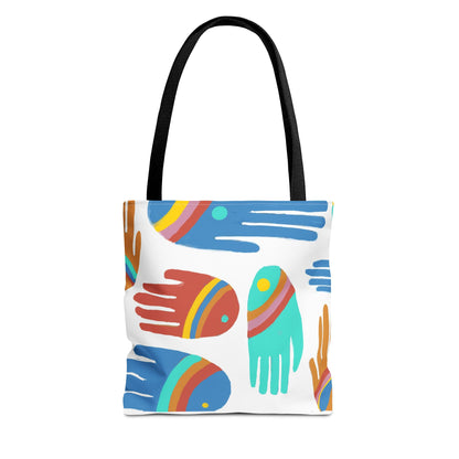 Rainbow Hands Tote Bag, White | 3 Sizes | 5 Handle options