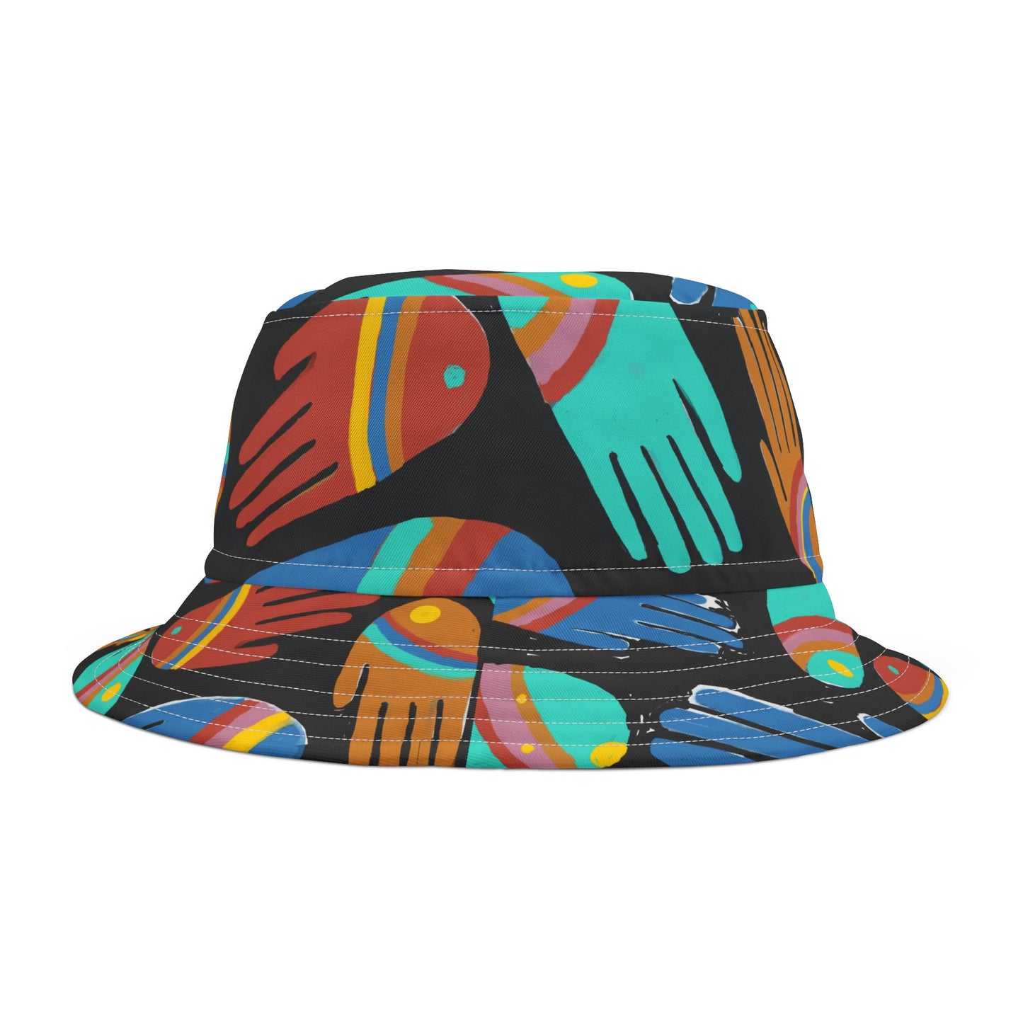 Rainbow Hands Bucket Hat | Black All Over Print