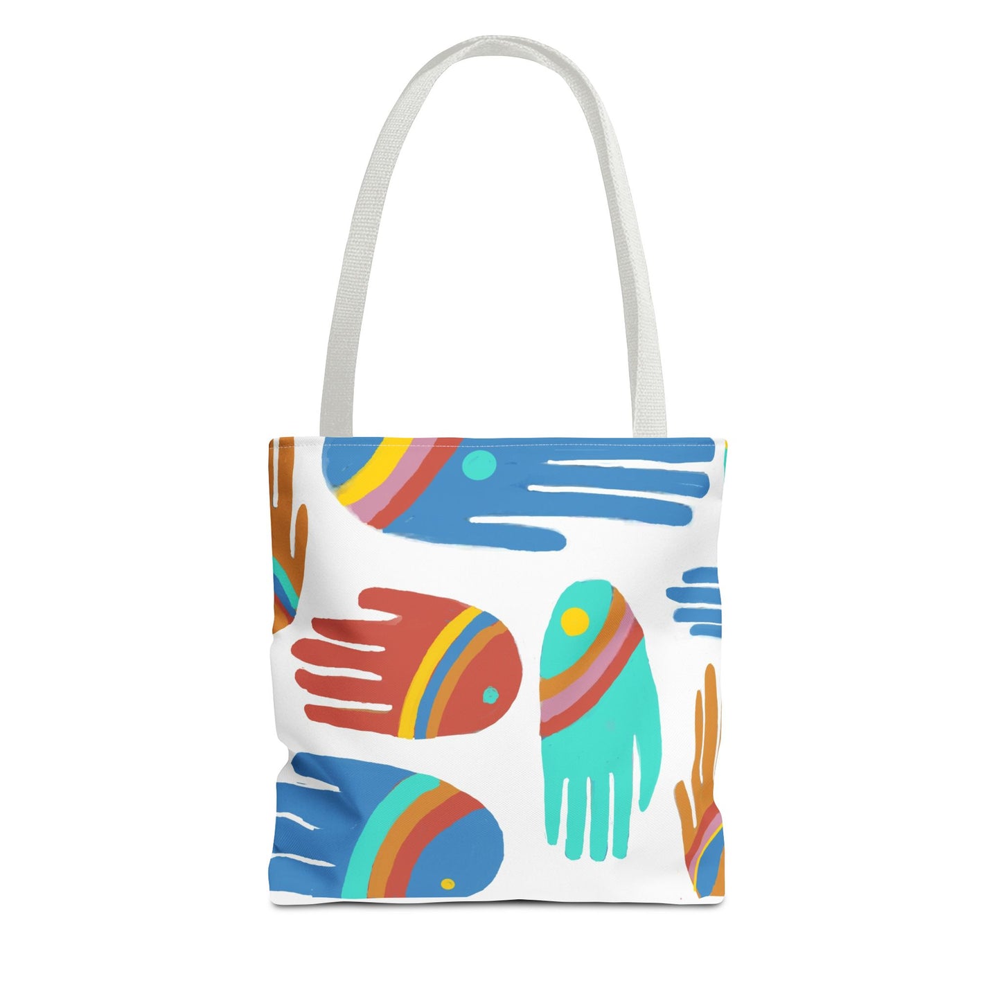 Rainbow Hands Tote Bag, White | 3 Sizes | 5 Handle options