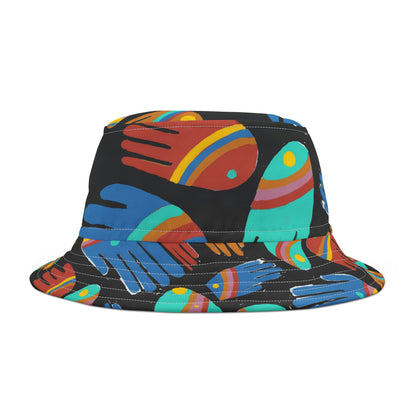 Rainbow Hands Bucket Hat | Black All Over Print