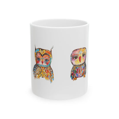 Colorful Owl White Ceramic Mug - The Parliament