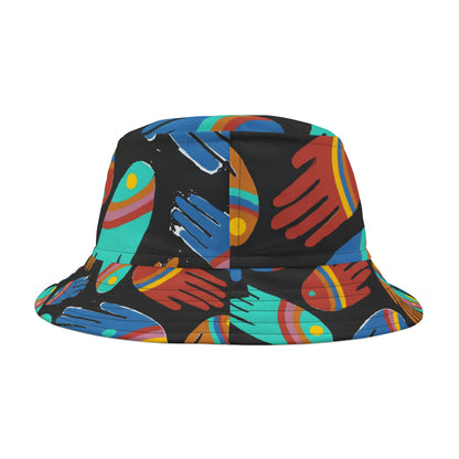 Rainbow Hands Bucket Hat | Black All Over Print