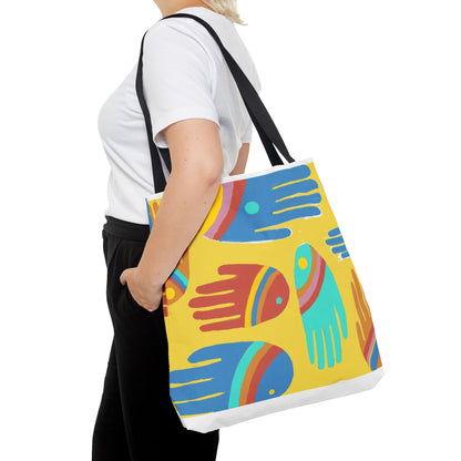 Rainbow Hands Tote Bag, Yellow | 3 Sizes | 5 Handle options
