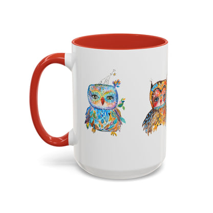 Colorful Owls Two-Tone Ceramic Mug -The Parliament