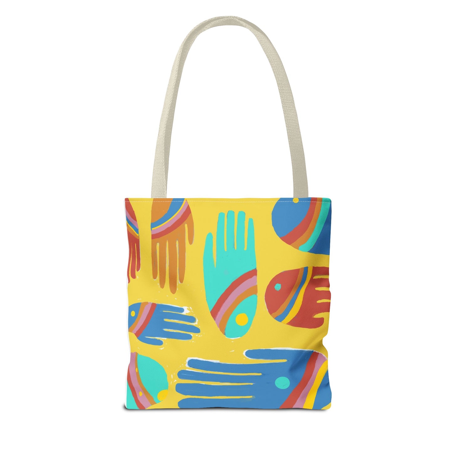 Rainbow Hands Tote Bag, Yellow | 3 Sizes | 5 Handle options