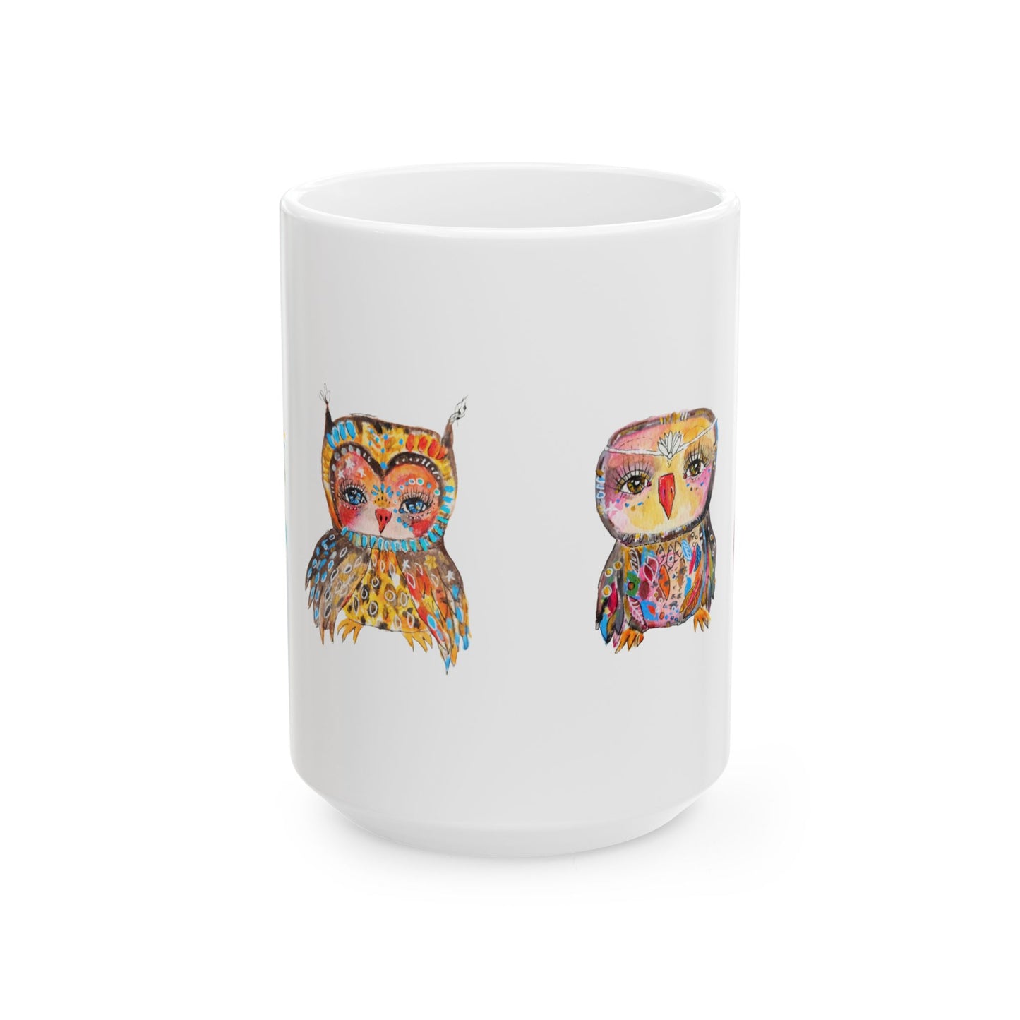 Colorful Owl White Ceramic Mug - The Parliament