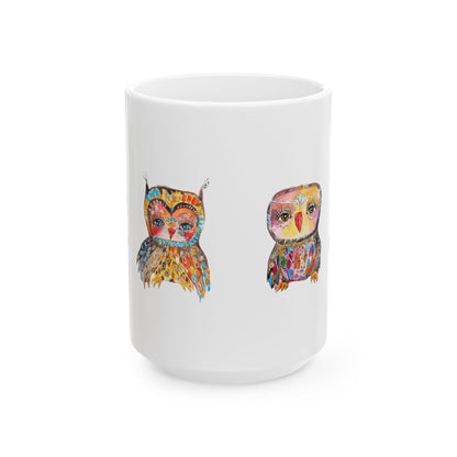 Colorful Owl White Ceramic Mug - The Parliament