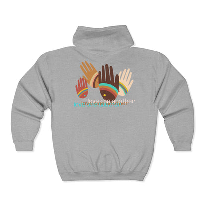Rainbow Hands Love One Another Front Zip Hoodie