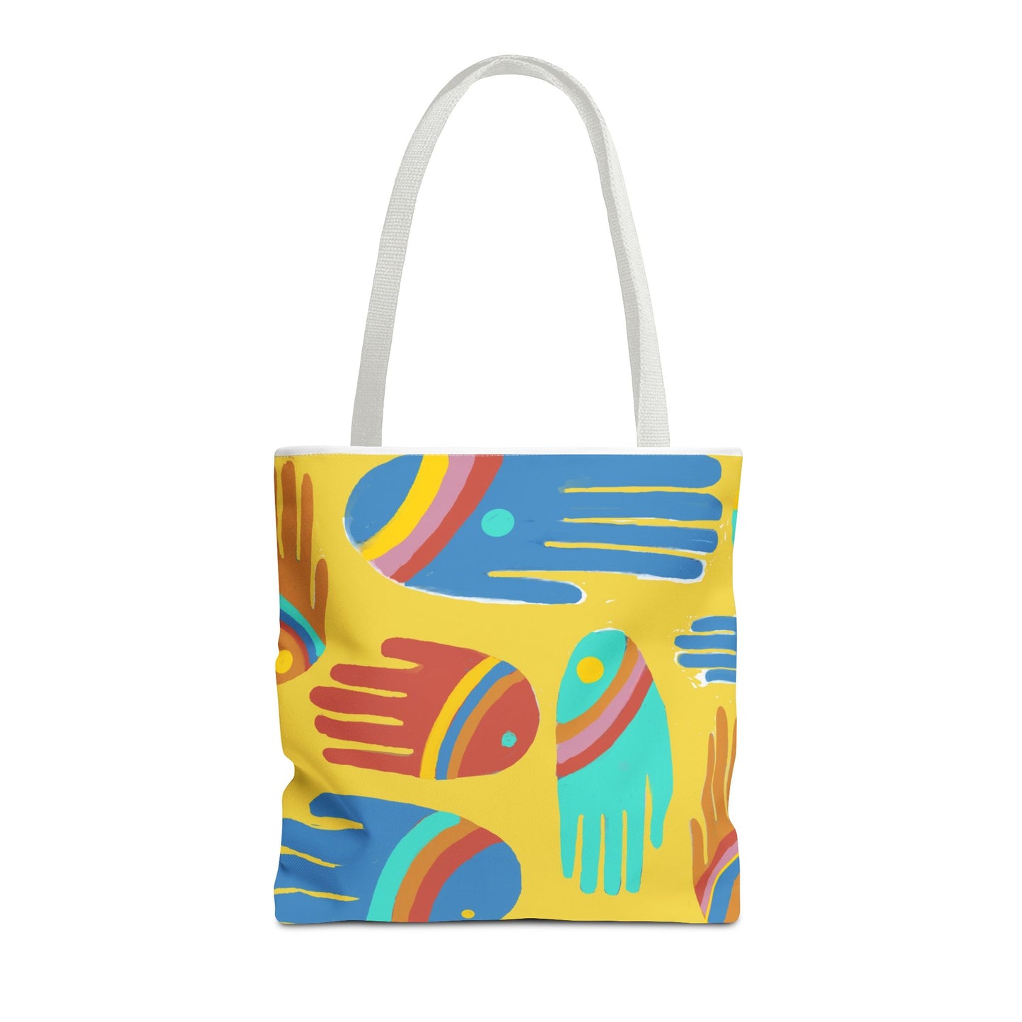 Rainbow Hands Tote Bag, Yellow | 3 Sizes | 5 Handle options