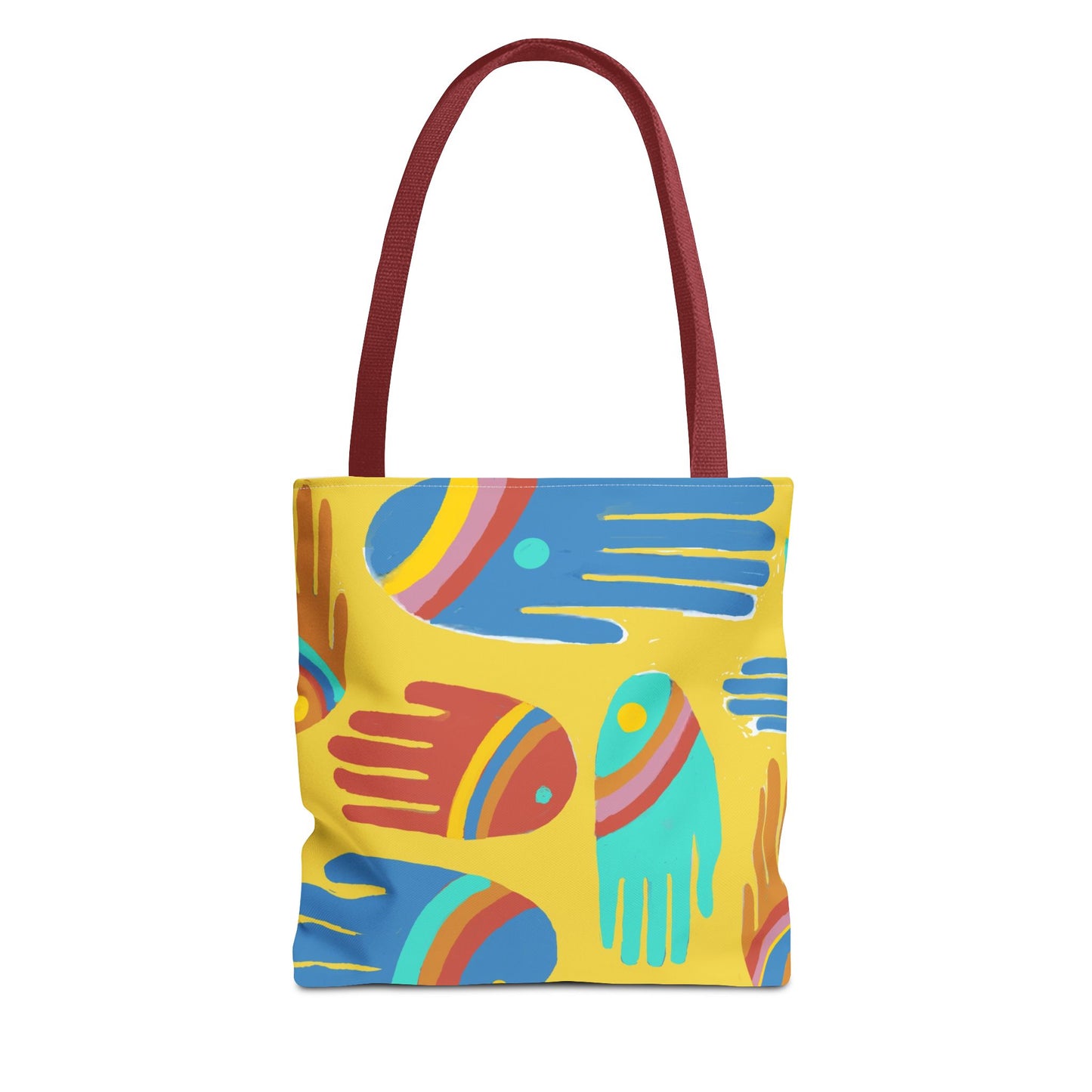 Rainbow Hands Tote Bag, Yellow | 3 Sizes | 5 Handle options