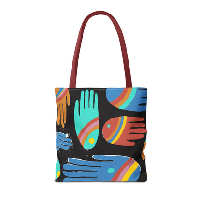 Rainbow Hands Tote Bag, Black | 3 Sizes | 5 Handle options