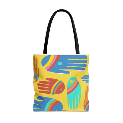 Rainbow Hands Tote Bag, Yellow | 3 Sizes | 5 Handle options