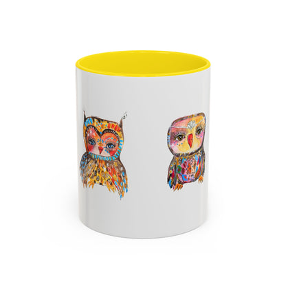 Colorful Owls Two-Tone Ceramic Mug -The Parliament