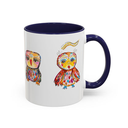Colorful Owls Two-Tone Ceramic Mug -The Parliament