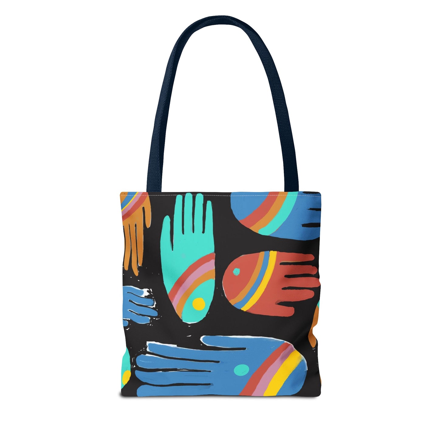 Rainbow Hands Tote Bag, Black | 3 Sizes | 5 Handle options