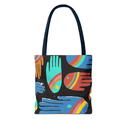 Rainbow Hands Tote Bag, Black | 3 Sizes | 5 Handle options